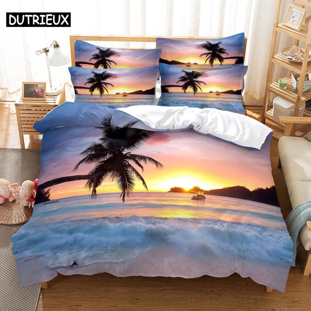 Comforter 3D Digital Printing Fashion Design Beaches And Waves Bedding Set Queen Size