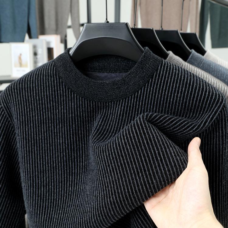 Men's Winter Half-High Collar Knit Base Layer - Plus Velvet, Thickened, Warm, Casual Fashion