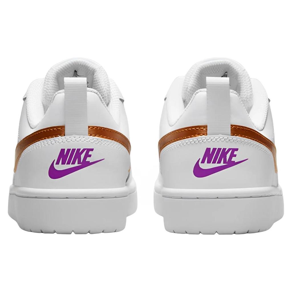 Nike Court Borough Low 2 SE Grade School 'White Metallic Copper' (Unisex) White / Vivid Purple / Metallic Copper Kids' Skateboarding Shoes