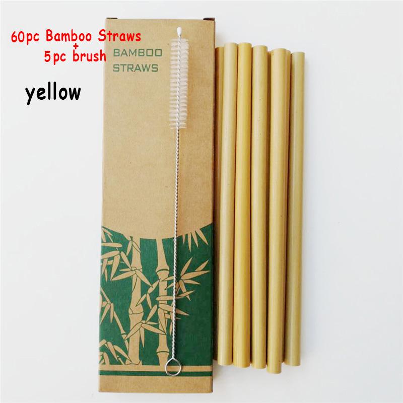 120pc Amboo Drinking Straws Reusable Eco-Friendly Party Kitchen + Clean Brush for Drop Shipping Wholesale