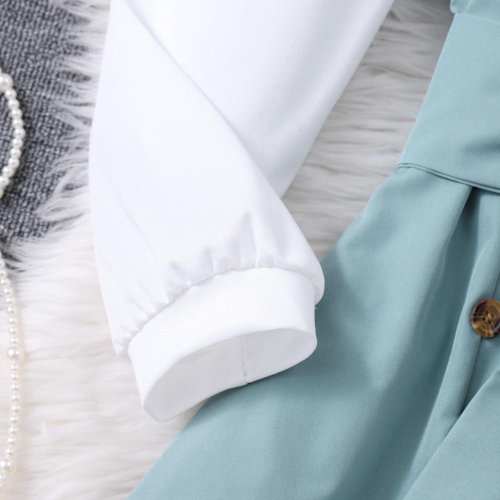 8-12Y Girls' Long-Sleeved Dress Autumn/Winter Dress Patchwork Fashion Contrasting Colours Minimalist Dress