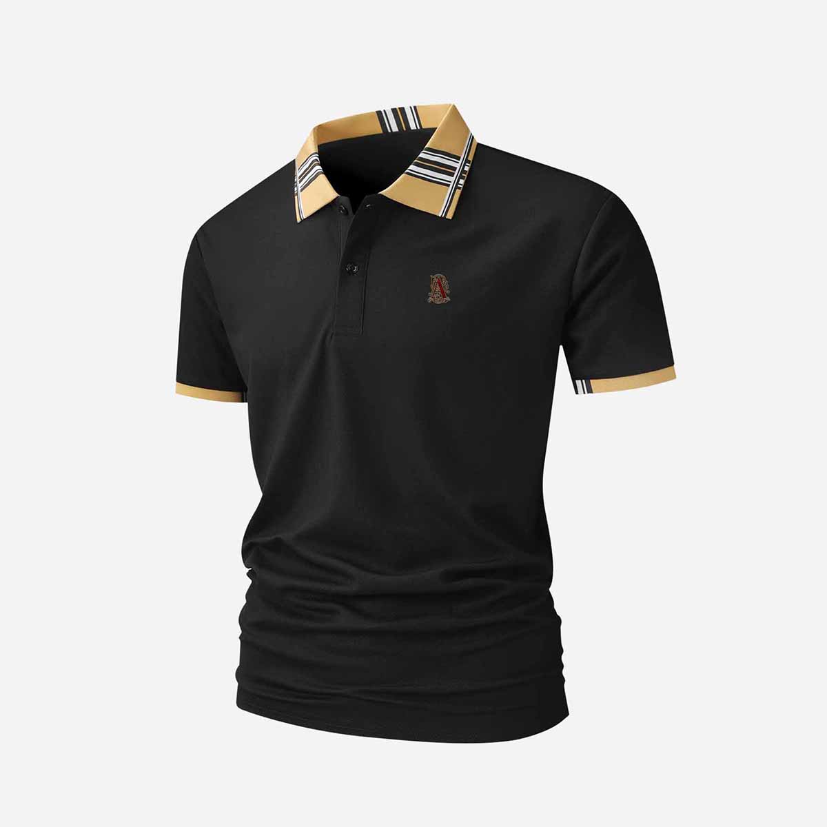 

Мужская повседневная футболка-поло с коротким рукавом и принтом R L чёрный