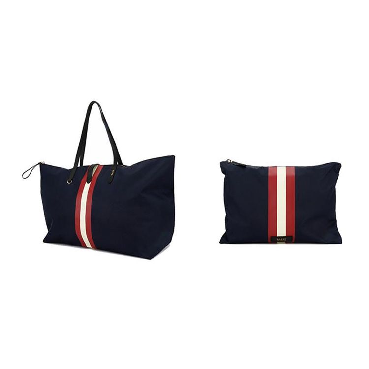 

Bally Classic Red And White Striped Large Capacity Handheld Tote Bag Nylon Travel Bag Men Tote Bag Deep-Blue 6233834 Basic Set (Bag+Dust Bag)