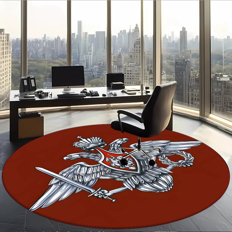 Russian Double Headed Eagle (14) Round Office Rug Decorative Floor Rug for Office Bedroom Living Room and Home Space