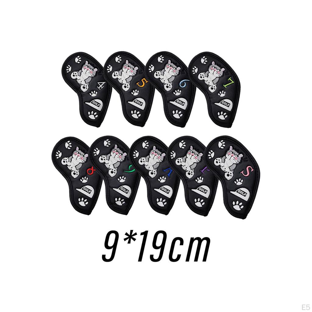 9Pcs PU Golf Iron Covers Set Outdoor Sports for Golfers Club Headcover