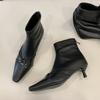 Fashion SUOJIALUN 2025 Winter New Brand Women Ankle Boots Fashion Buckle Round Toe Ladies Elegant Short Boots Thin Low Heel Dress Pumps