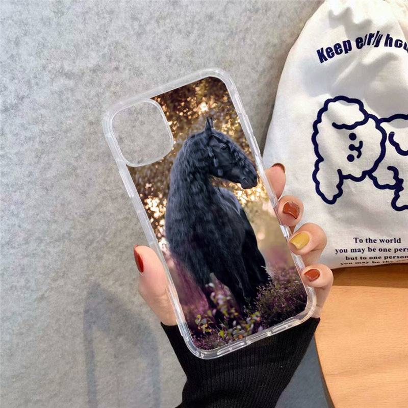running horse pattern Phone Case Transparent soft For iphone 12 11 13 7 8 6 s plus x xs xr pro max mini