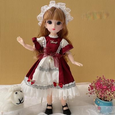 30CM Mini Movable 23Jointed Doll Girls Toy 3D Big Eyes BJD Princess Full Outfits Dresses  Collection Childrens Doll Gift