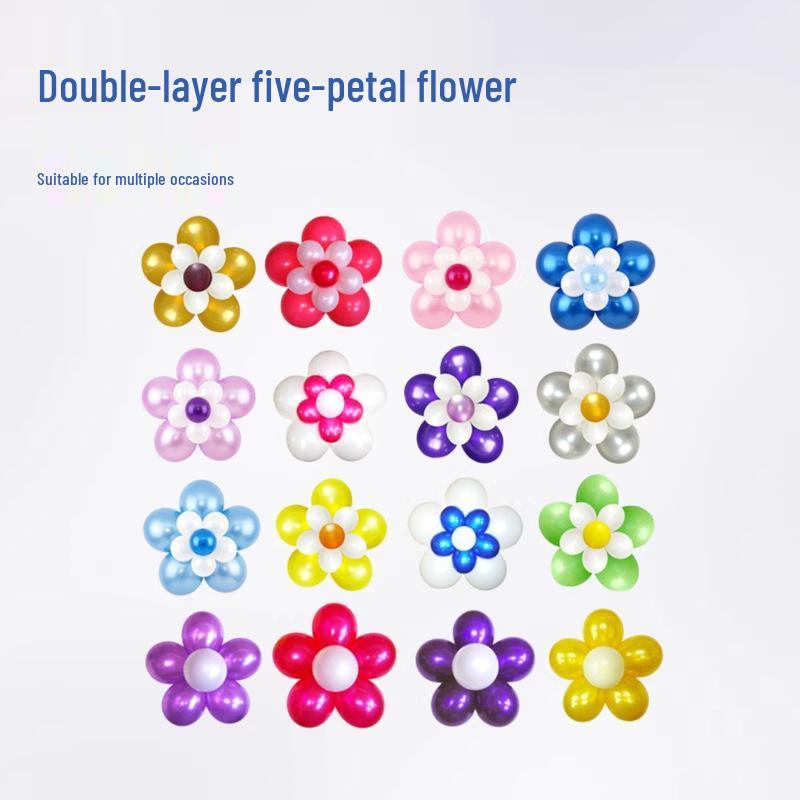 Double-Layer Plum Blossom Balloon Bouquet for Parties and Weddings Double-Layer Red + White