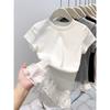 8073 #Special 40 Cotton Threaded, Lace Lace Age-reducing Short-sleeved T-shirt for Women