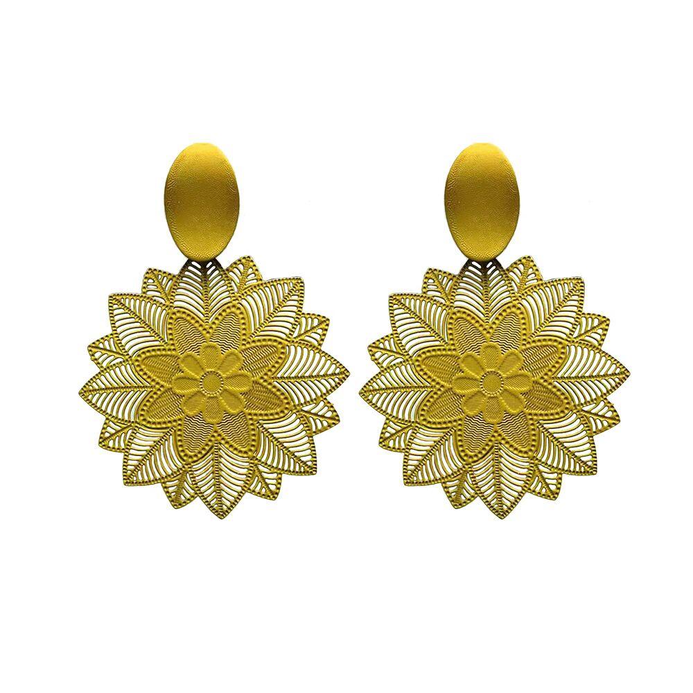 Vintage Earring Petals Shape Hollow Pattern Earrings Colorful Easy Matching Earrings for Women