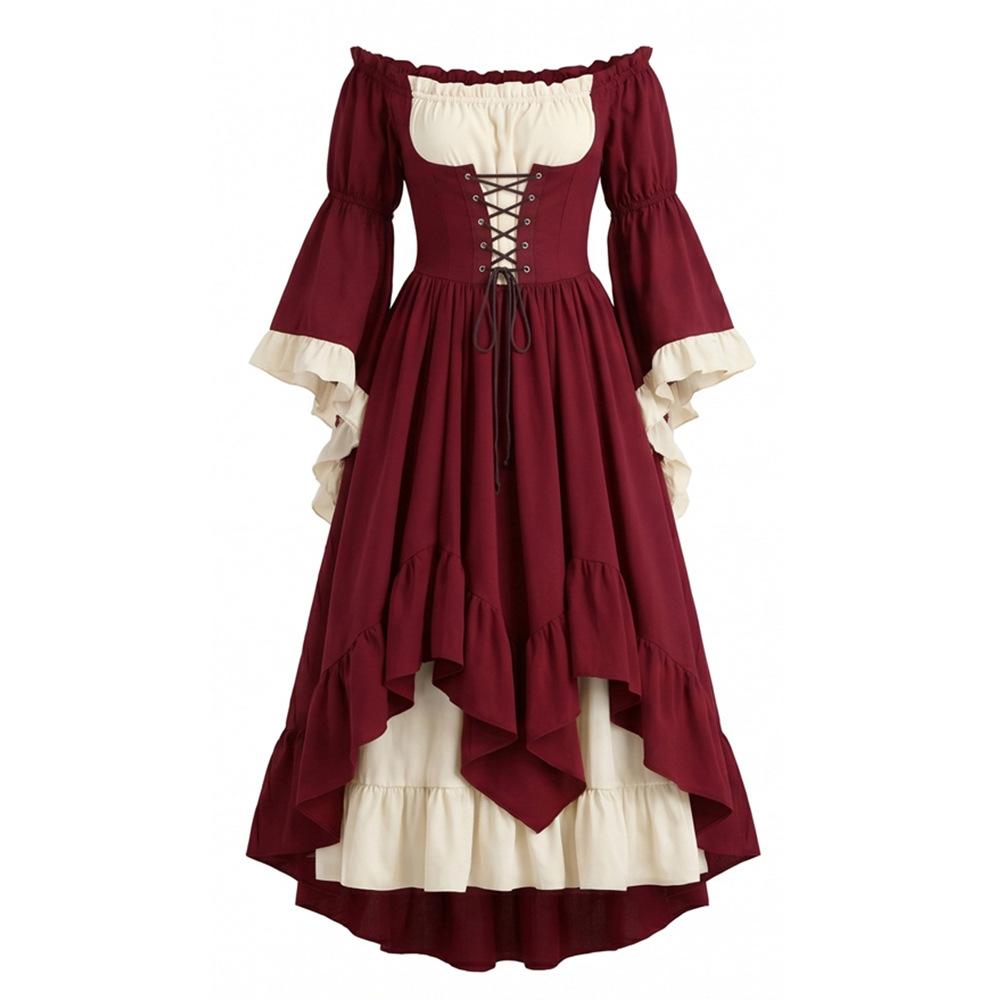 Medieval Dress Court Renaissance European And American Vintage Costume Puff-sleeve Waist-cinched Dresses Halloween Costume