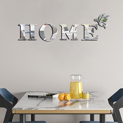 Fashion Home Logo 3D Mirror Wall Sticker Self-adhesive Waterproof Entrance Decoration Peel and Stick Home Decoration Room Decor