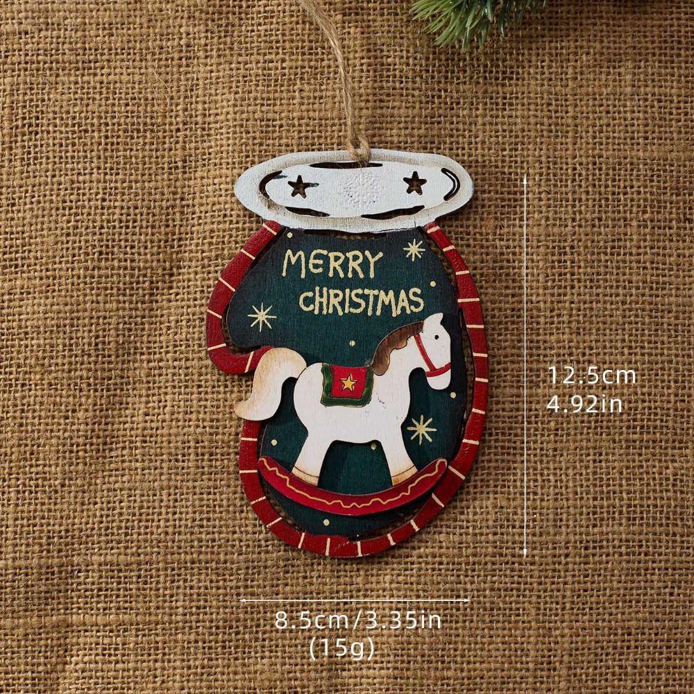 Hand Painted Gift Tag Pendant Rustic Christmas Hanging Charm Cute Christmas Tree Decor  Festival