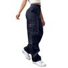 Damen High Waist Cargo-Hose Lockerer Schnitt Gerades Bein mit Mehreren Taschen für Freizeit Outdoor