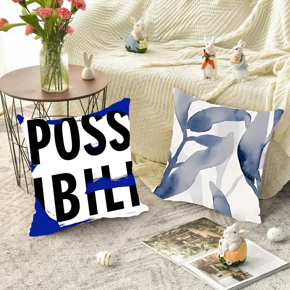 Blue Girl Body Lines Face Pillow Case Square Pillow Bedroom Sofa Leisure Comfort Cushion Car Living Room Home Decoration