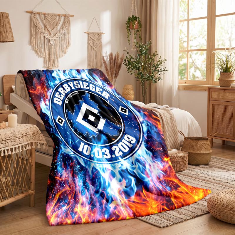 Coperta in Flanella con Stampa Calcio Hamburger SV Morbida Calda Coperta da Divano Letto per Casa Ufficio Camera da Letto