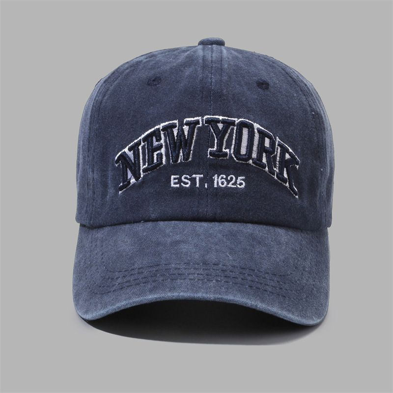 

Embroidered Letters New York Baseball Caps Women Spring Fall Wash Vintage Shade синий