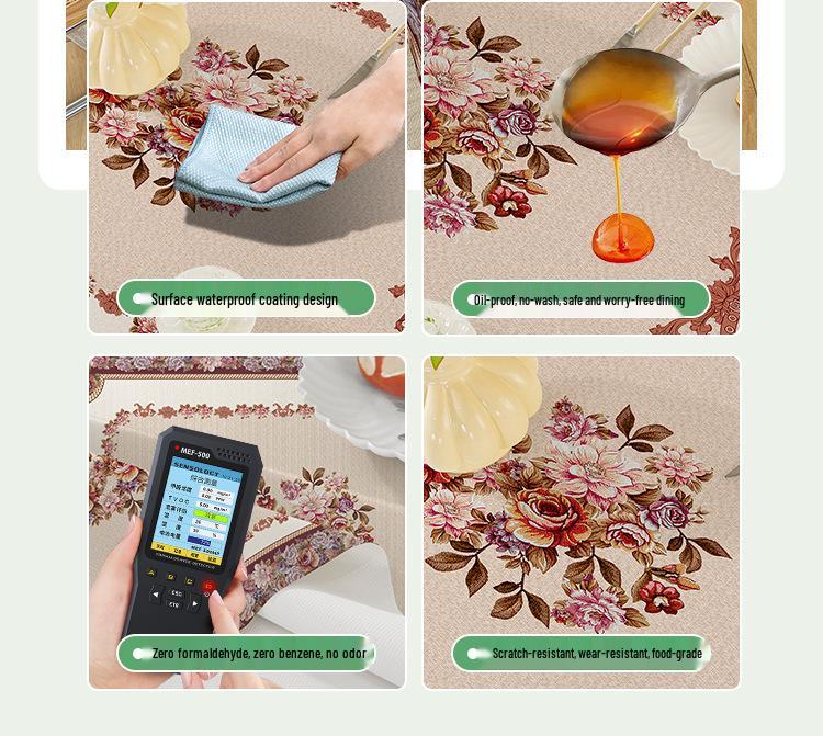 Central Asian Russian PVC Dining Tablecloth, Oil & Scald-Proof, Wash-Free, for Rectangular Tables.