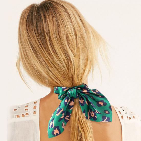 Kaninøre Hårring Leopardtrykk Glatt sateng hårslips Høy elastisk hodebunnsbeskyttelse Hår Scrunchie Hårtilbehør