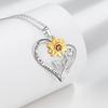 Double Layer Sunflower Pendant Necklace - Love Heart Trendy Collarbone Chain