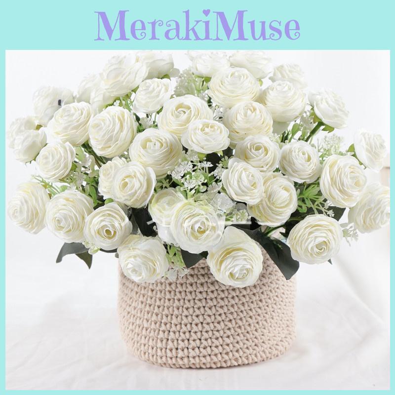 Flower Artificial Rose Bouquet With Silk Material For Home Wedding Decoration