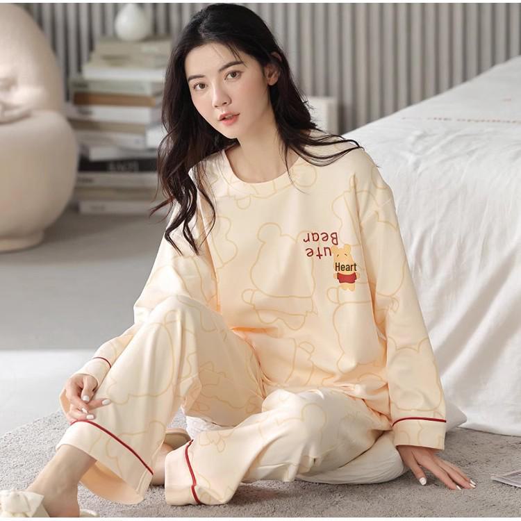 Women's Long-Sleeve Padded Pajamas, Cute Cartoon Style, Large-Size, Spring & Autumn Homewear, 2024 New Collection.