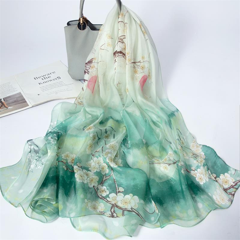 New 100% Mulberry Silk Silk Scarf Pure Chiffon Silk Scarf Shawl Exquisite Scarf Yarn