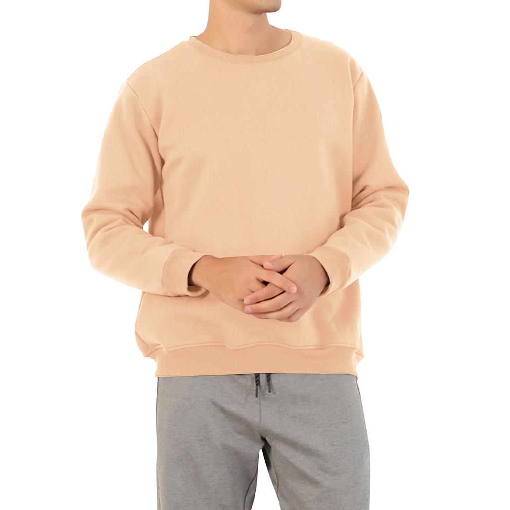 Men's Solid Color Plus Velvet Round Neck Sweatshirt Men's Sports Large Size Casual Round Neck Sweatshirt