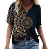 3D Floral Print Women Short Sleeve Tops V Neck Summer Lovers Couples T Shirt