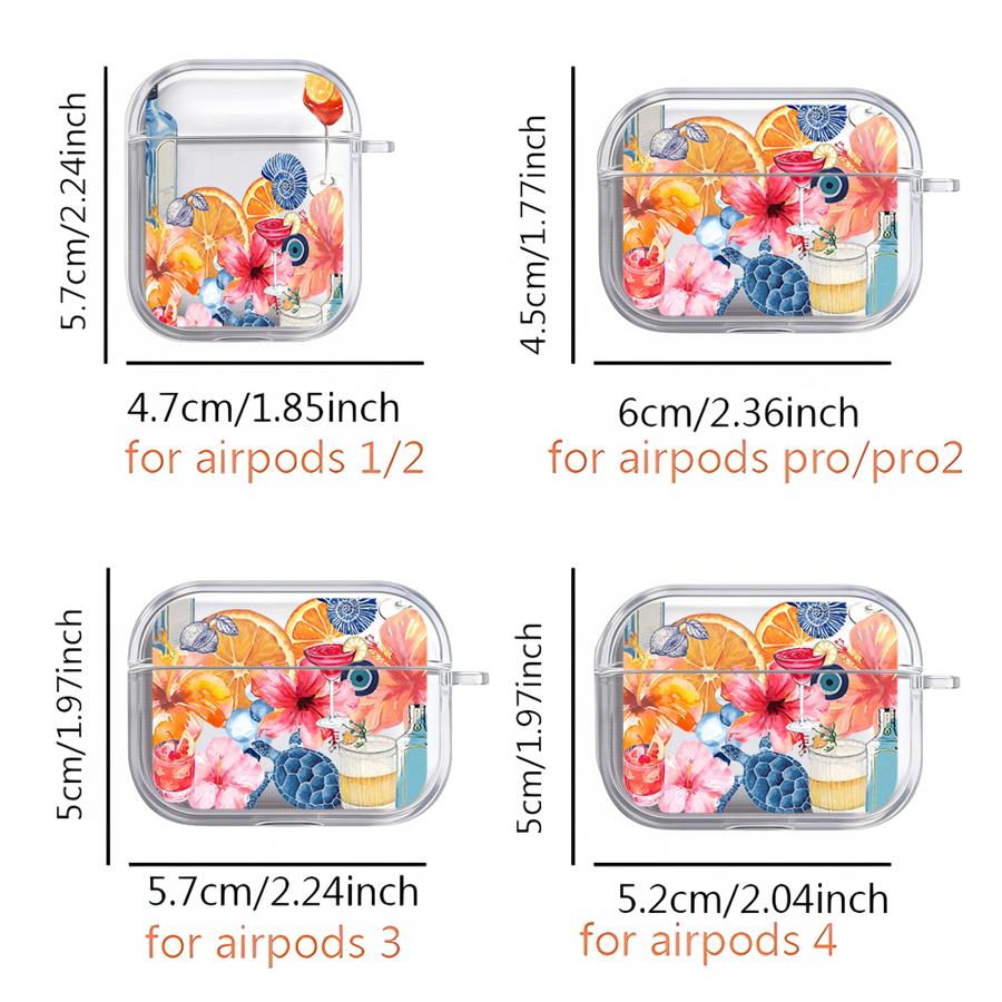 Fruit Flowers Clear Earphone Cases Cover Case For Airpods 4 Pro Pro3 1 3 2 Pro2