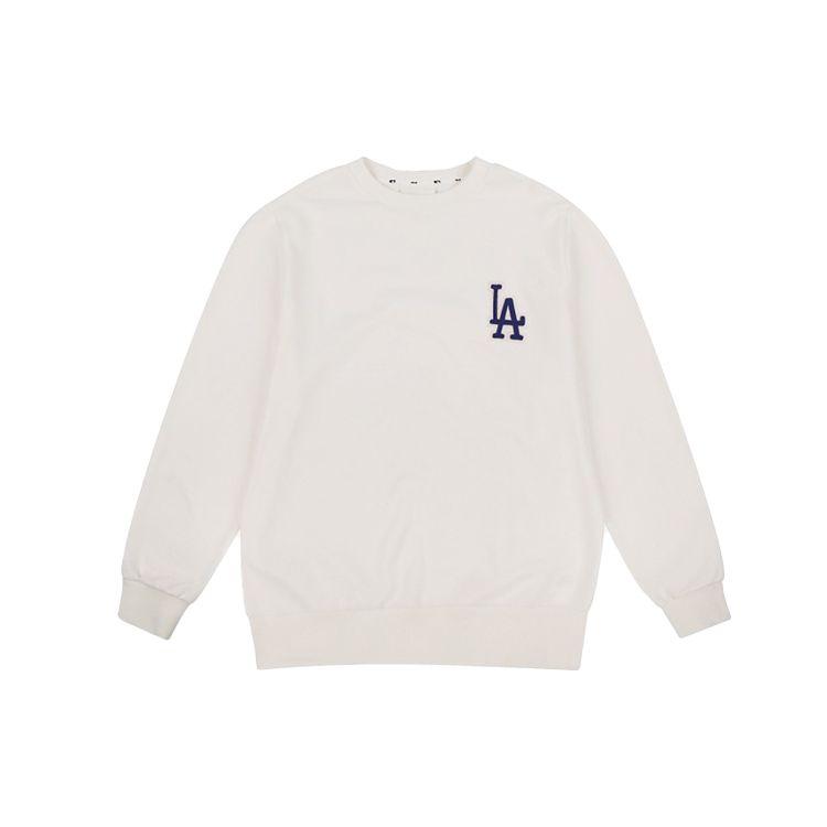 MLB Los Angeles Dodgers Langarm Lockerer Schnitt Logo Sportlich Lässig Rundhalsausschnitt Sweatshirt Unisex Sweatshirt Weiß 31MT01941-07I XXL