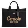 Coach 42 Zipper Closure Detachable Shoulder Strap Canvas Tote Bag Shopping Bag Handbag Large Women tote Black CY847-LHBLK
