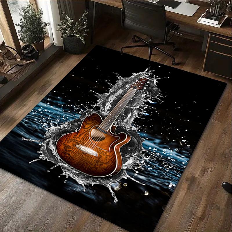 1Pc Guitar Print Rug - home decoration Carpet For Living Room Bedroom Flooring Computer Chair Area Rug