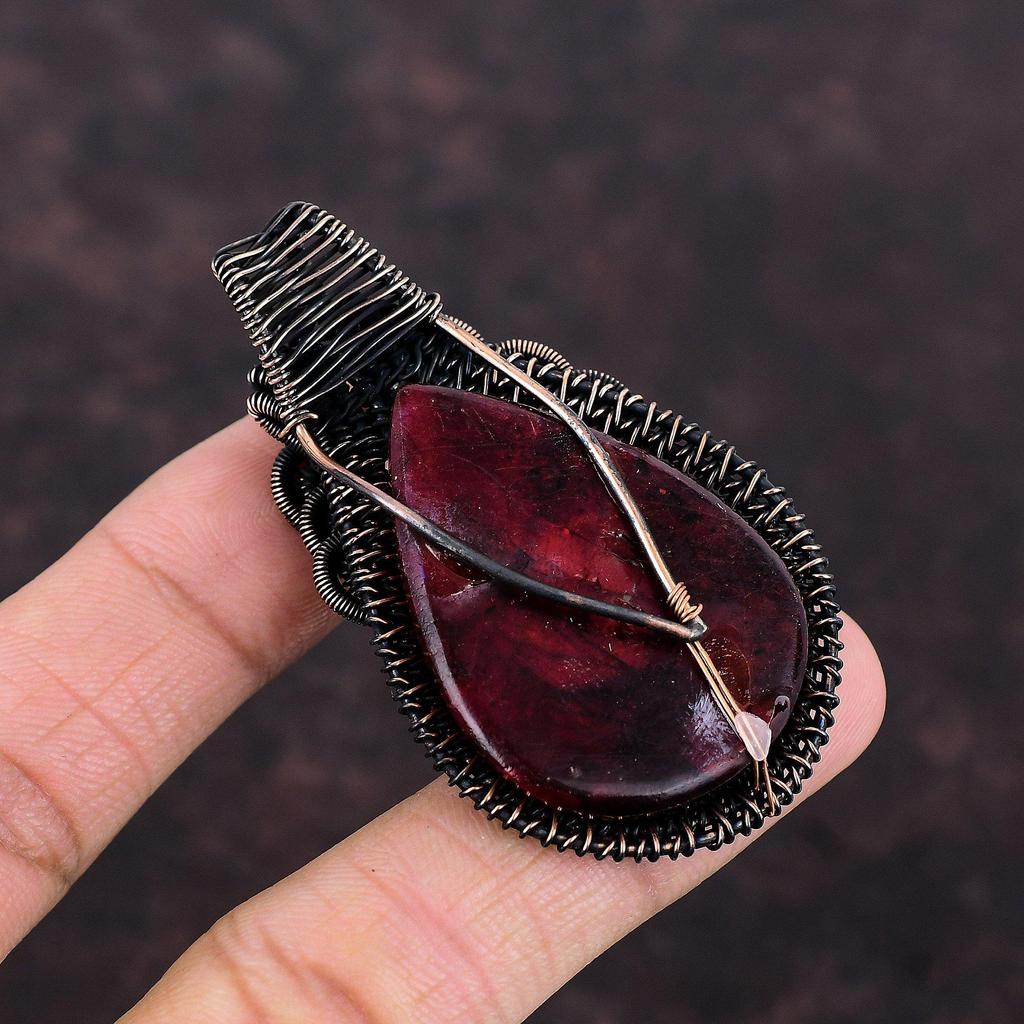 Red Fire Labradorite Pendant Copper Wire Wrapped Gemstone Pendant Handmade Pendant Copper Jewelry Latest Design Pendant Wire Wrapped Jewelry