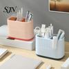 Plastic Pen Cup for Desk Desktop Holder, Compartments Thickened Organizer, Macaron Durable Storage Bin Color Vertical Pattern Organizer Stationery