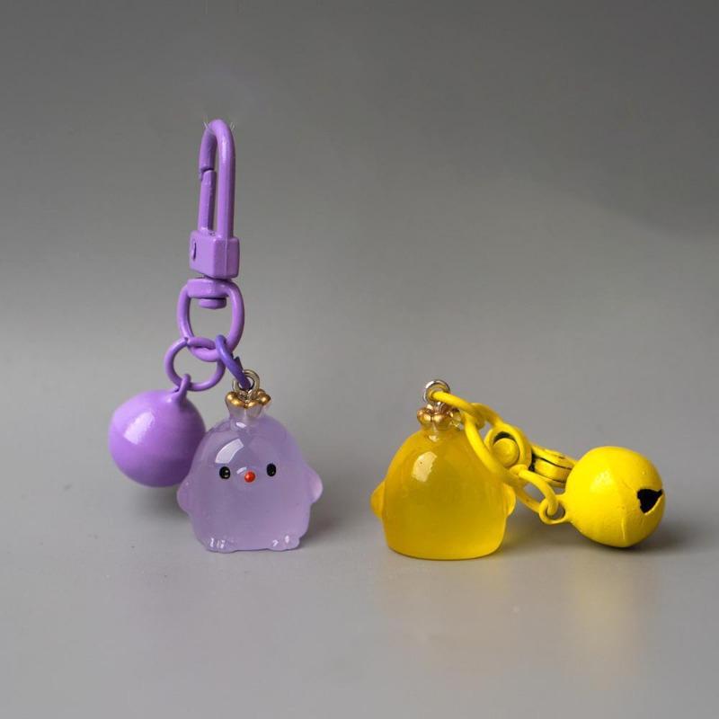 Random Luminous Bell Chicken Hanging Decoration Car Key Bag DIY Handmade Keychain