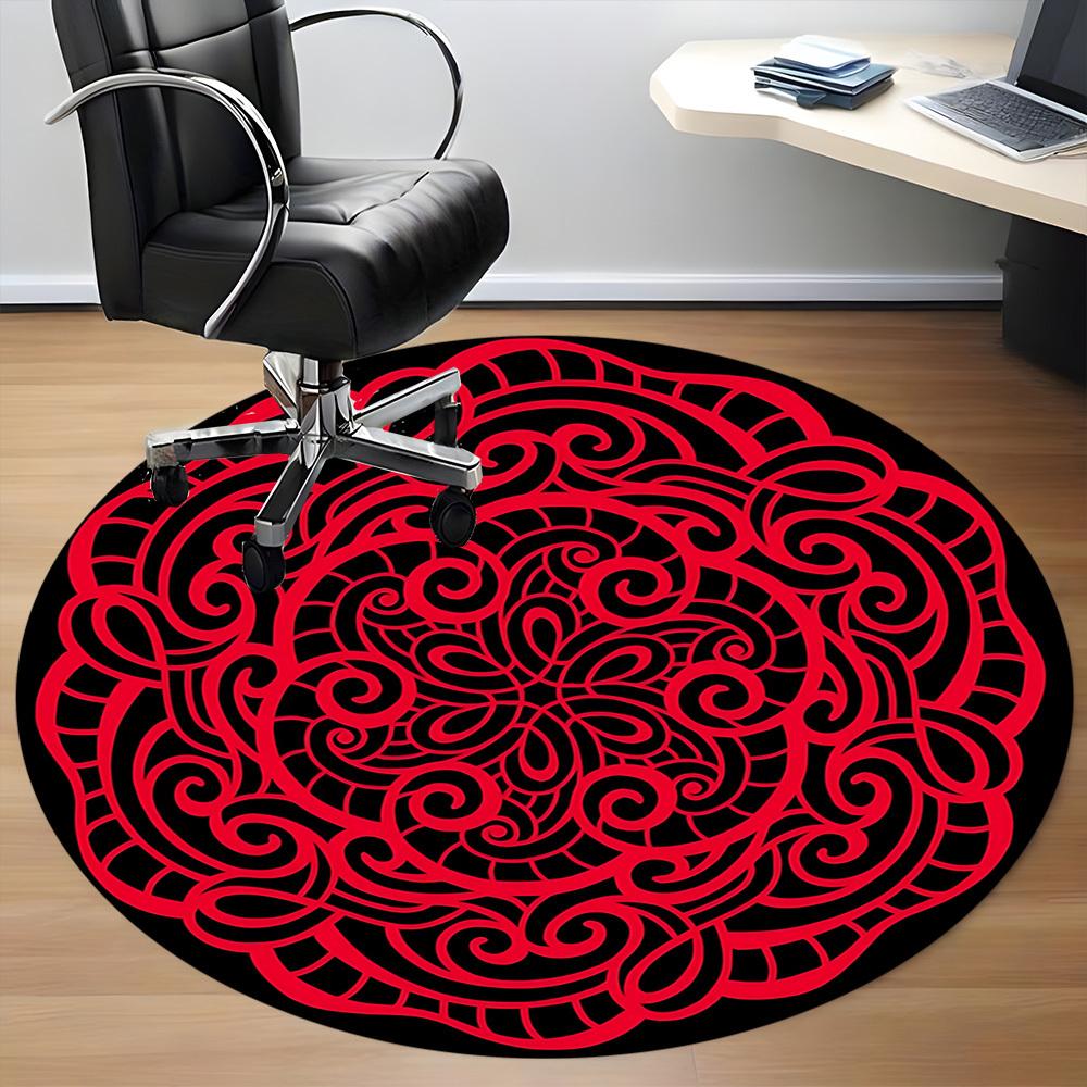 1pc Circular Pattern Design Carpet, Round Non Slip Durable Large Size Office Carpet, Suitable for Office