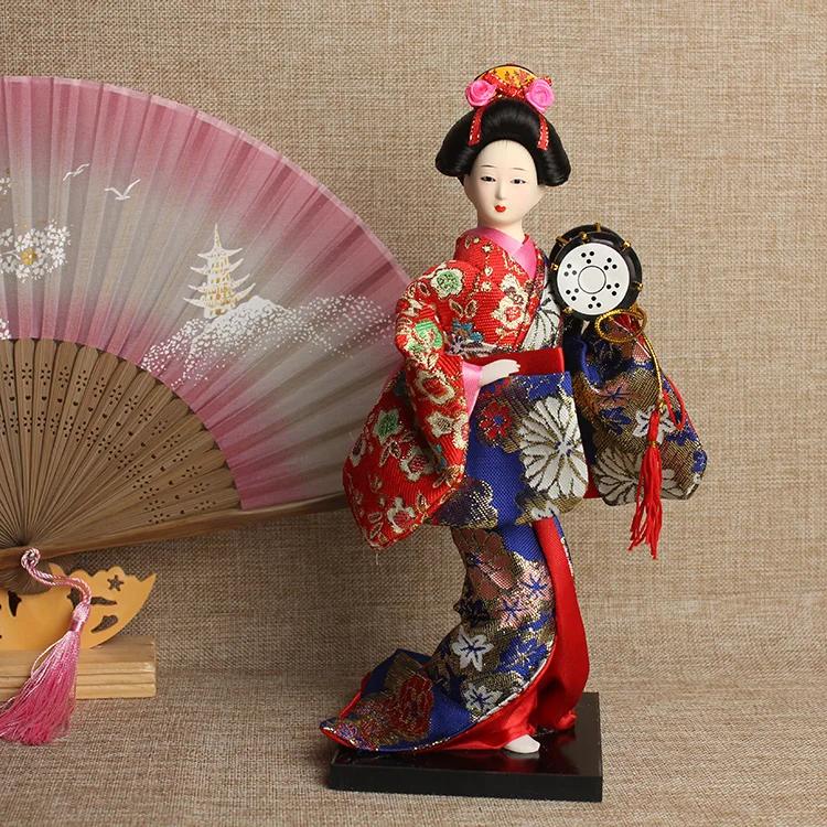 30cm Japanese Lovely Geisha Figurines Dolls with Beautiful Kimono New House Office Decoration Miniatures Birthday Gift