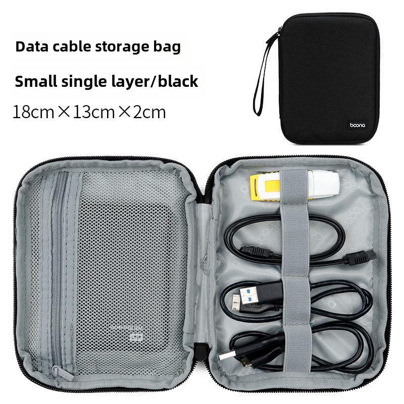 

Многоцелевая сумка для хранения цифровых гаджетов: Органайзер для кабелей, чехол для наушников, планшета и телефона, держатель для внешнего аккумулятора Small Single Layer чёрный