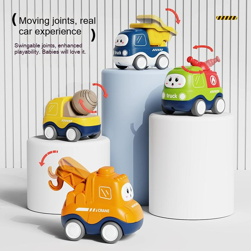 Kids Pull Back Car Toys Car Model Boy Double Return Force Mini Toy Vehicle Cartoon Engineering Truck Educational Toy Boys Gifts