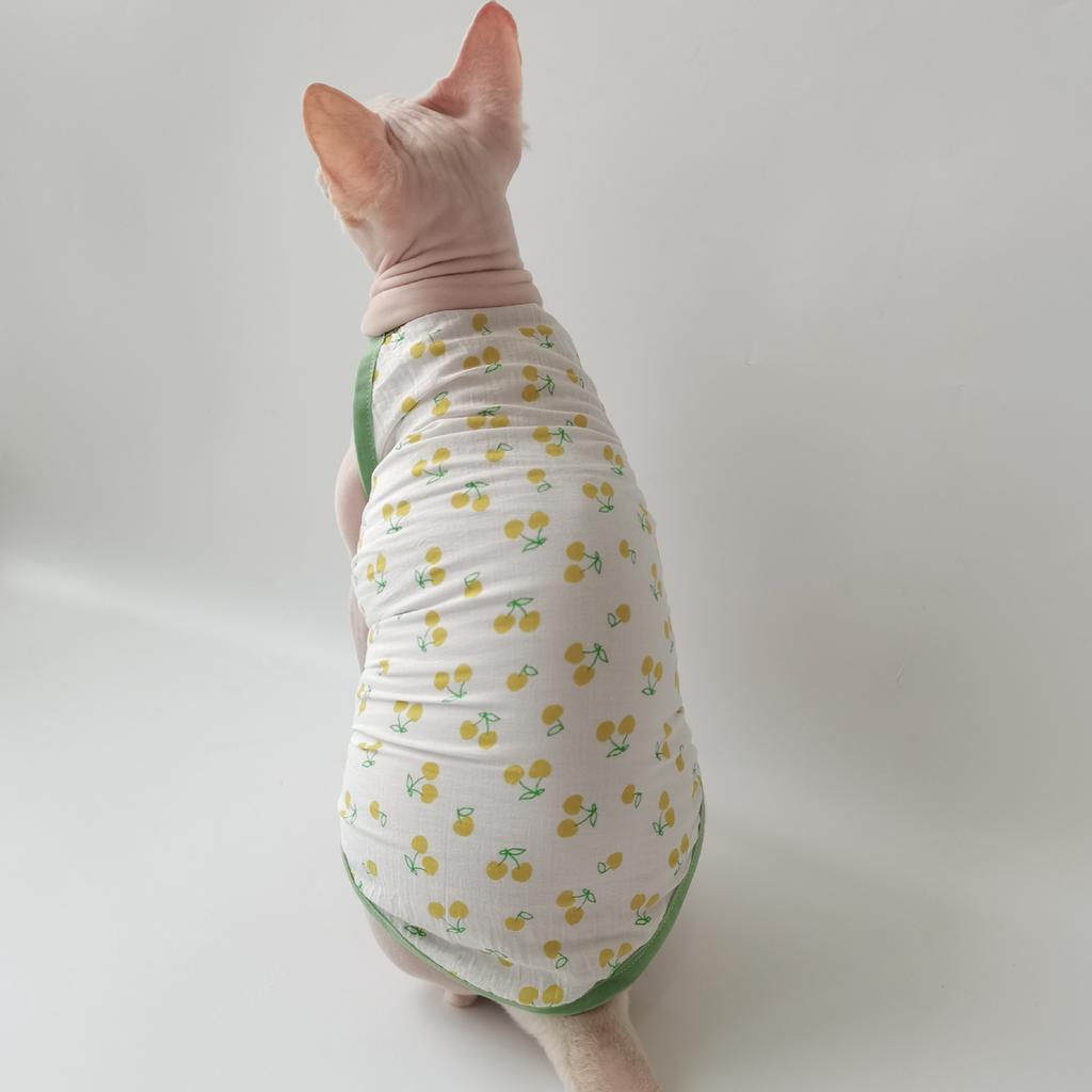 Lente en Zomer Katoenen Kersenrok met Bretels Ademend en Comfortabel Sphinx Kaal Kat Duitse Kleding