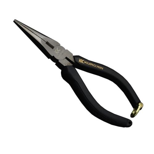 Fujiya Long Nose Pliers, Black Gold, Cross Knurled, 350-150BG