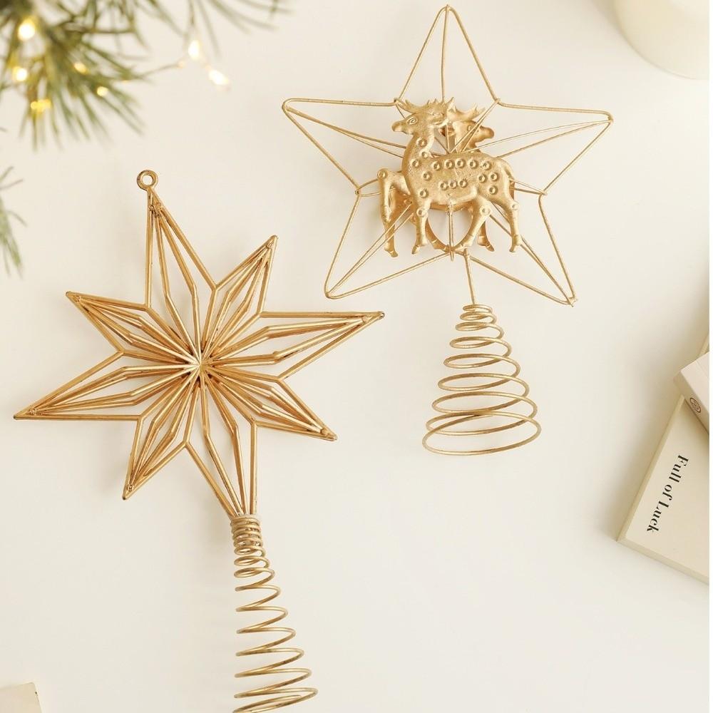 Gold Star Christmas Tree Top Star Hollow Out Plastic Iron Christmas Tree Decorations Christmas Decorations