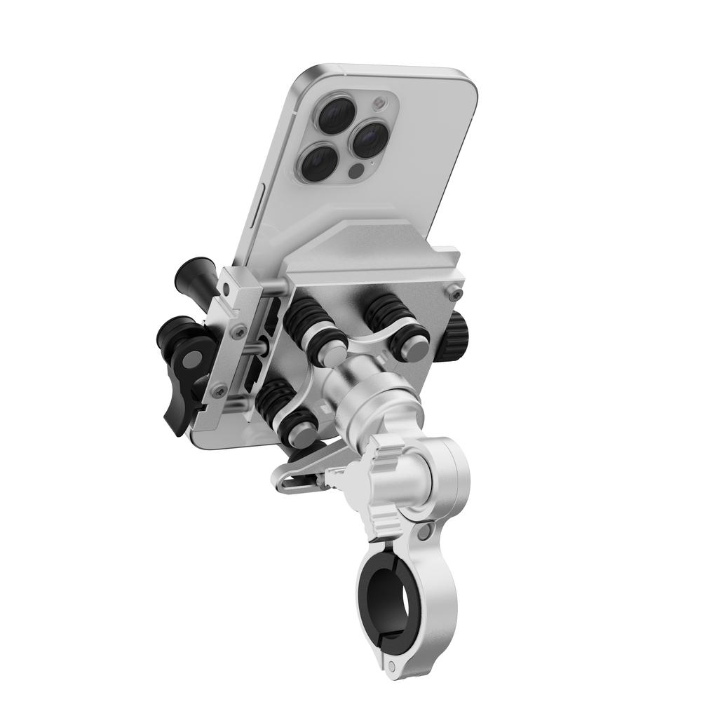 Motorcycle Phone Holder Universal Alloy Shock-Absorbing Motos Bicycle Handlebar Navigation Bracket 360° Rotary Adjustable Stand
