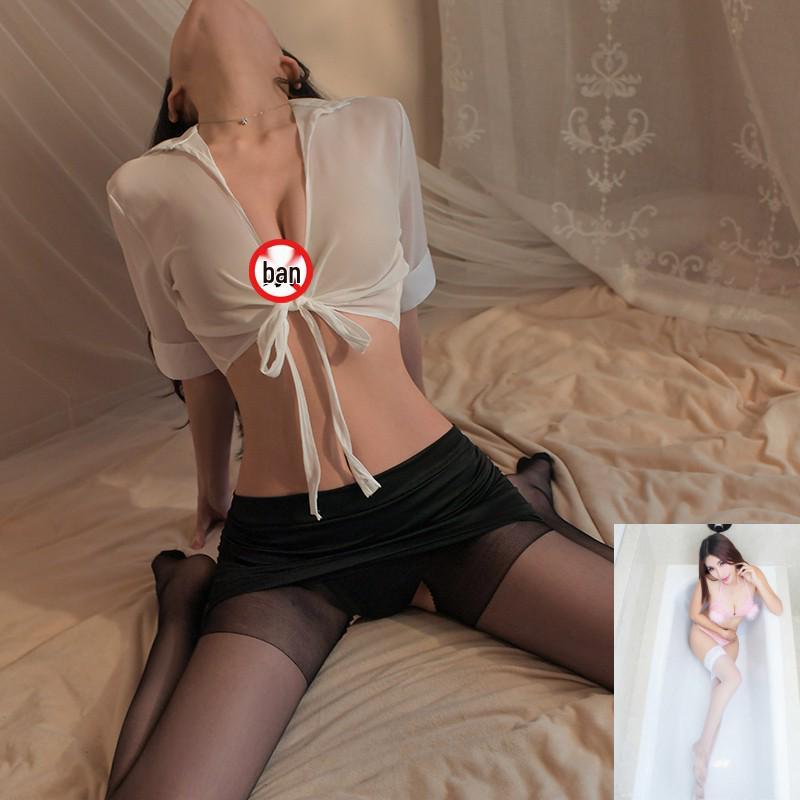 Sheer Sexy Secretary Lingerie: Hip-Hugging Pullover Suit.