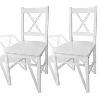 Vidaxl Dining Chairs, 2 Pcs, White, Pine Wood