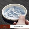 Blue and White Porcelain Lotus Kung Fu Tea Set: Enamel Teacup, Hovering Lid, Teapot, Saucer, and Master Cup.