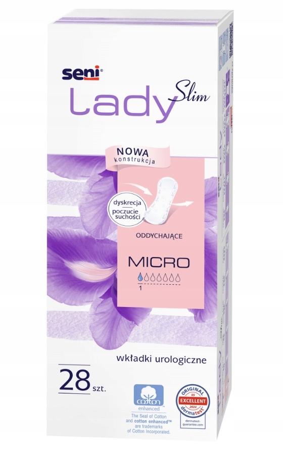 Seni Lady Slim Micro Incontinence Pads for Women, 28 Pack