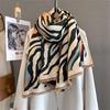 Luxury Brand Cashmere Women Stripe Scarf Winter Warm Shawl and Wrap Bandana Pashmina Female Foulard Square Thick Blanket Poncho